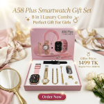 A58 Plus Smartwatch Gift Set For Girls (8 in 1)